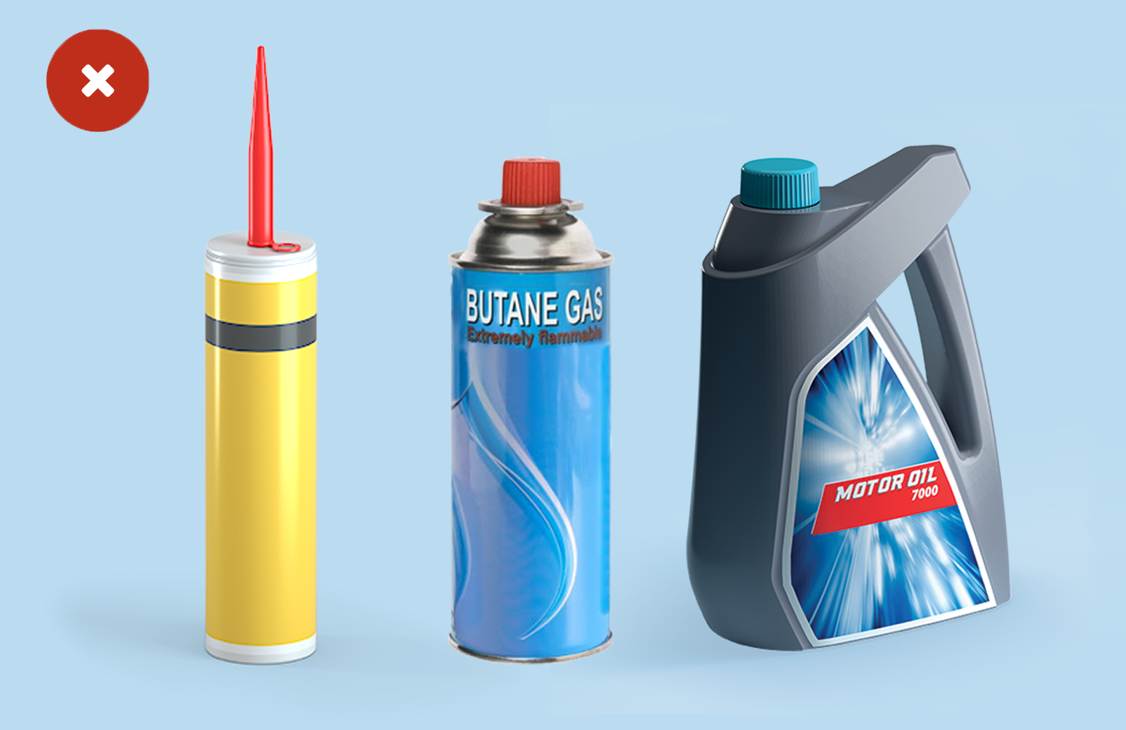 Emballages d'huile de moteur, des lubrifiants, des pesticides, des carburants, des peintures et vernis, tubes de silicone